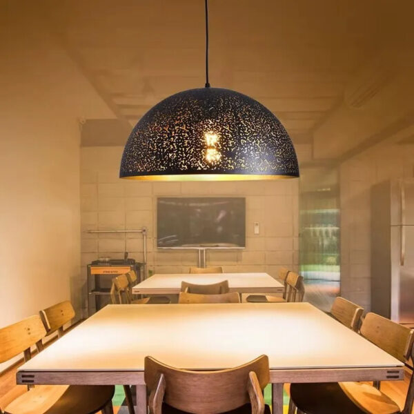 Eigentijdse zwarte halfronde LED hanglamp