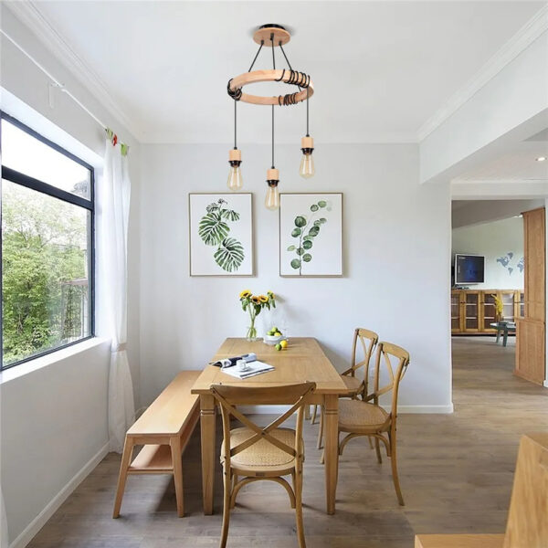 Suspension luminaire en bois d'inspiration atelier vintage