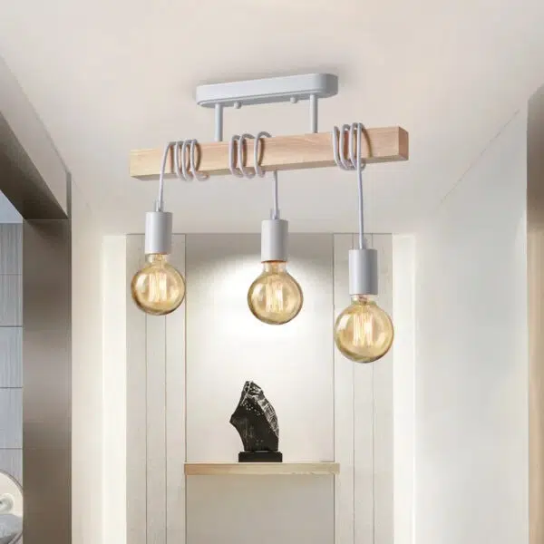 Suspension luminaire en bois inspirée du design d'époque
