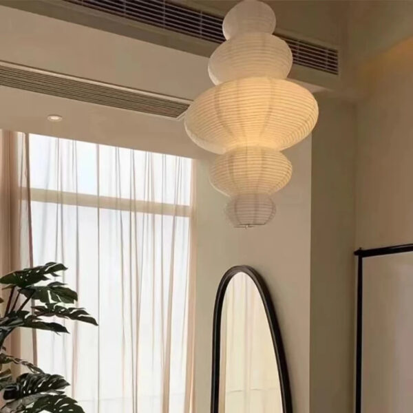 Geometrische papieren hanglamp, Japanse inspiratie