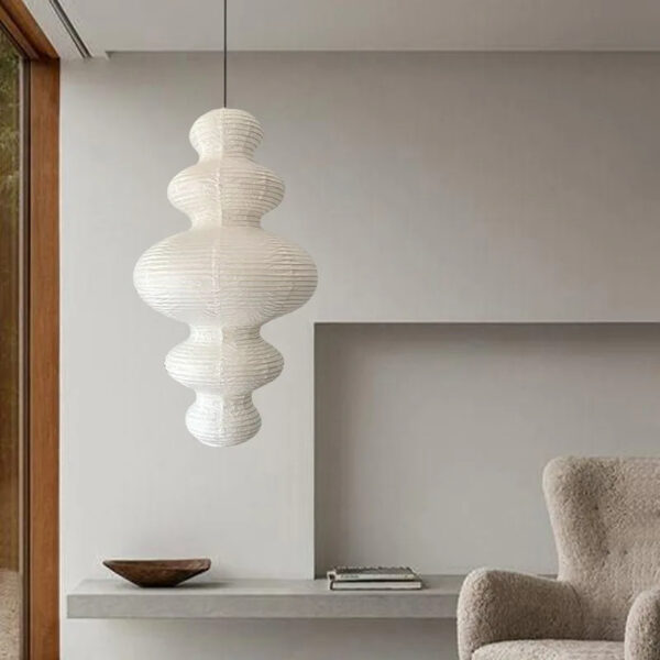 Geometrische papieren hanglamp, Japanse inspiratie