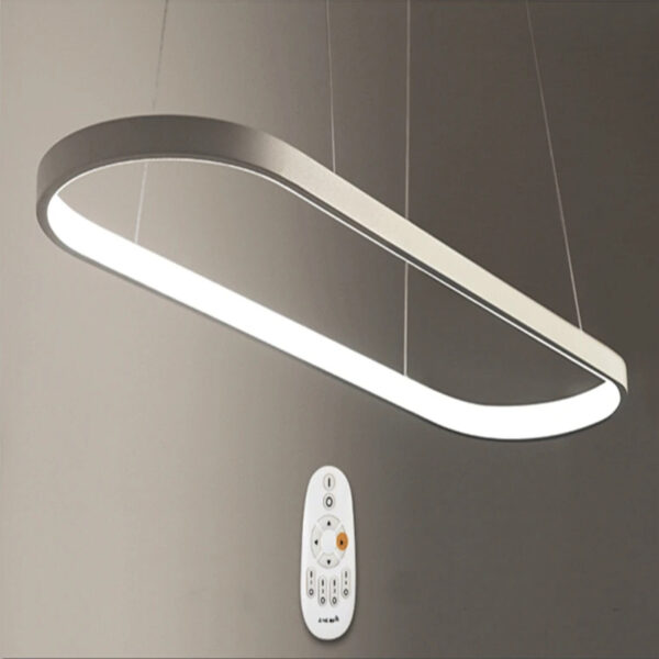 Ovale LED hanglamp in verfijnd wit metaal