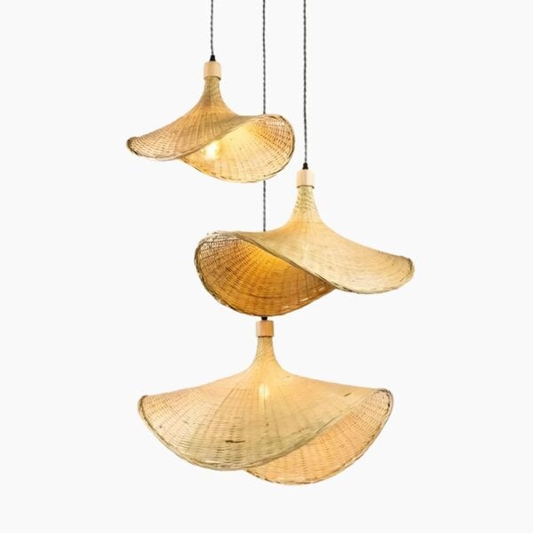 Natuurlijke geweven rotan trio hanglamp