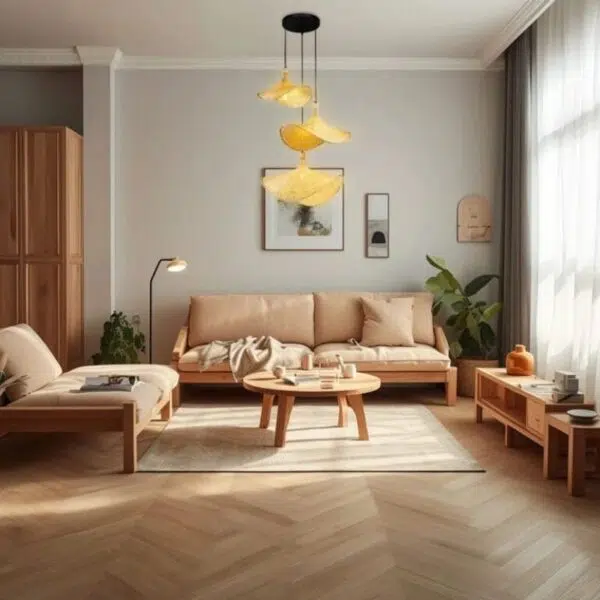 Suspension luminaire trio en rotin naturel tressé