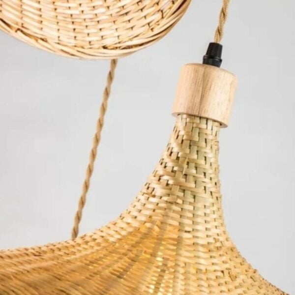Suspension luminaire trio en rotin naturel tressé