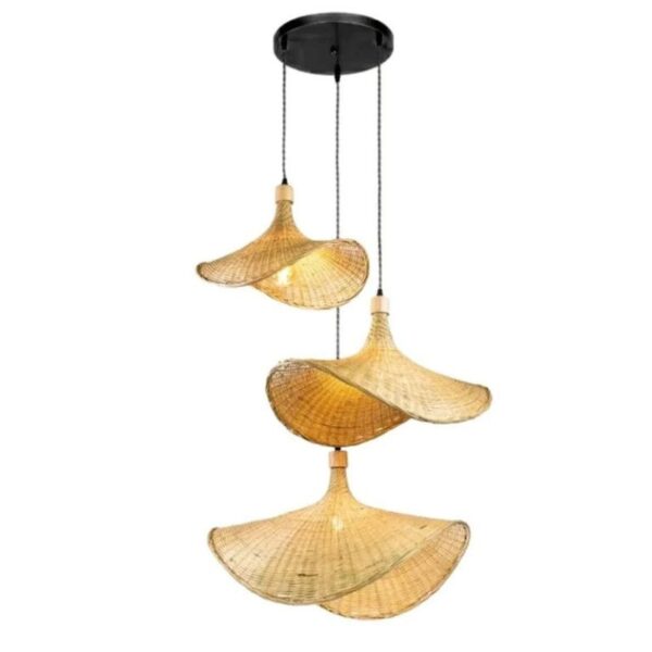 Suspension luminaire trio en rotin naturel tressé