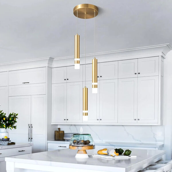 Driepoot hanglamp in geborsteld gouden afwerking