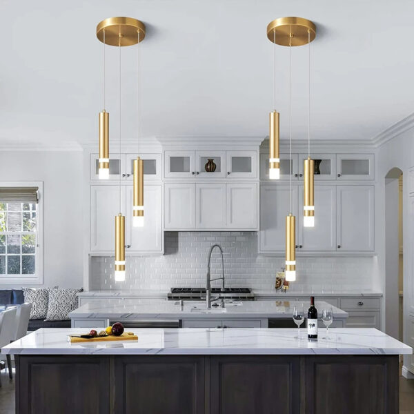 Driepoot hanglamp in geborsteld gouden afwerking