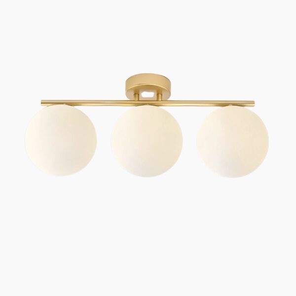 LED hanglamp met trio van glazen bollen en gouden afwerking