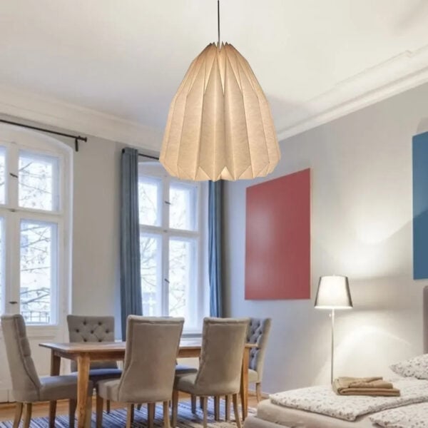 Suspension lumineuse origami en papier traditionnel