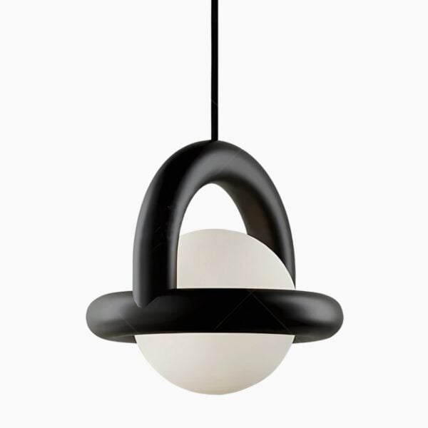 Ronde Scandinavische hanglamp in mat zwart voor eigentijdse interieurs
