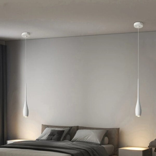 Slanke Scandinavische hanglamp in zuiver witte afwerking