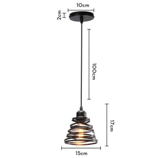 Suspension nordique torsadée en métal noir mat