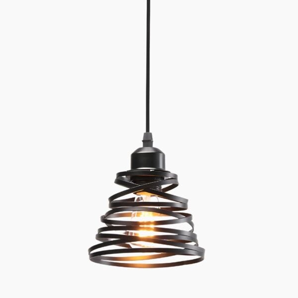 Scandinavische gedraaide hanglamp in mat zwart metaal