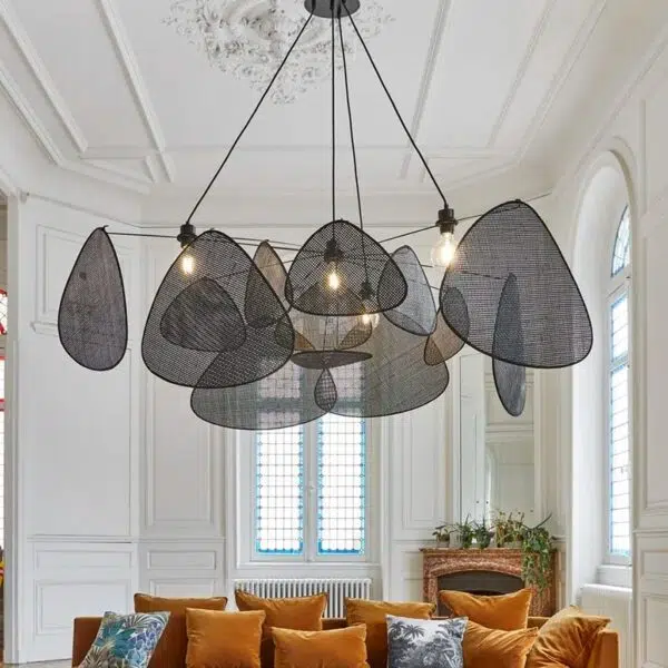 Suspension artisanale en rotin noir inspiration zen