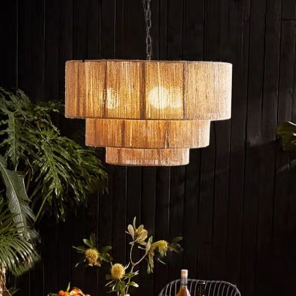 Handgemaakte hanglamp van natuurlijk hennep