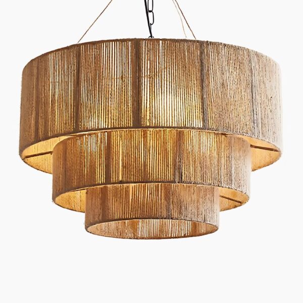 Handgemaakte hanglamp van natuurlijk hennep