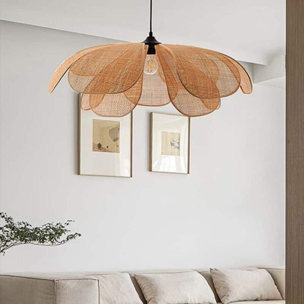Handgemaakte hanglamp van natuurlijk rotan, Zen-geïnspireerd