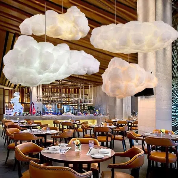 Suspension LED artistique nuage pour intérieur contemporain