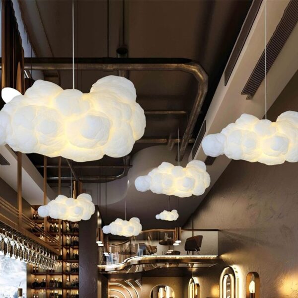 Suspension LED artistique nuage pour intérieur contemporain
