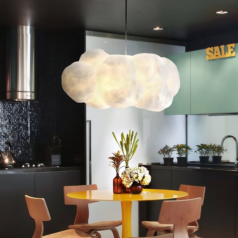 Suspension LED artistique nuage pour intérieur contemporain