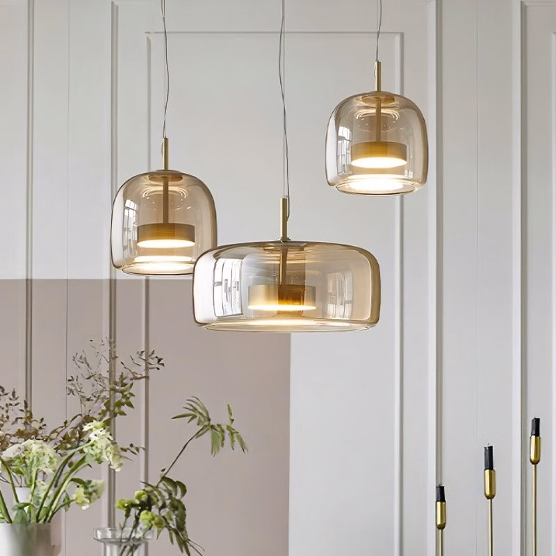 Suspension LED contemporaine en verre épuré