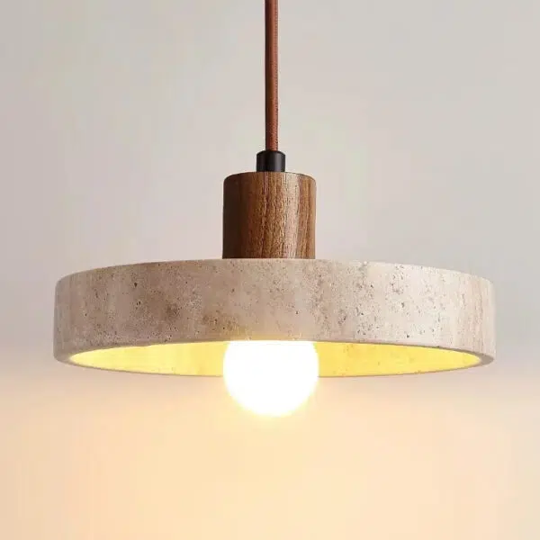 Suspension contemporaine en travertin naturel