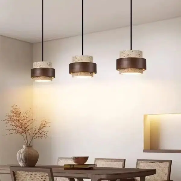 Suspension Design Nordique en Bois et Marbre