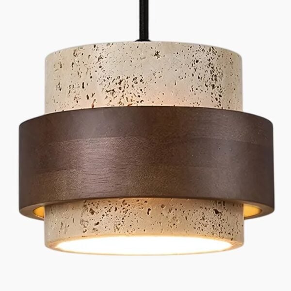 Scandinavische hanglamp van hout en marmer