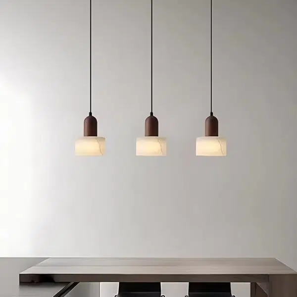Suspension LED en marbre naturel d'inspiration vintage