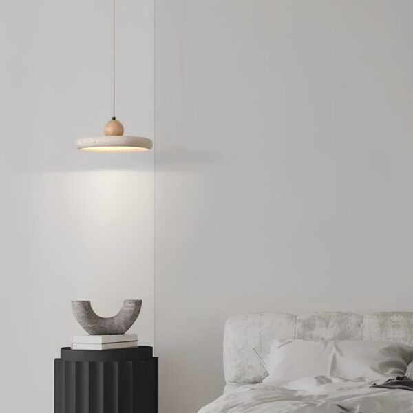 Suspension LED en travertin naturel