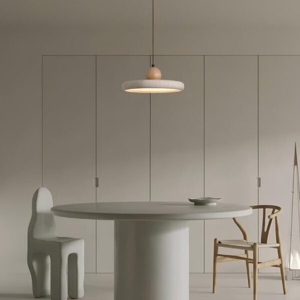 Suspension LED en travertin naturel
