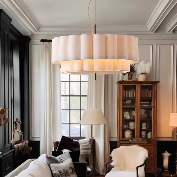 Suspension luminaire en tissu au charme contemporain