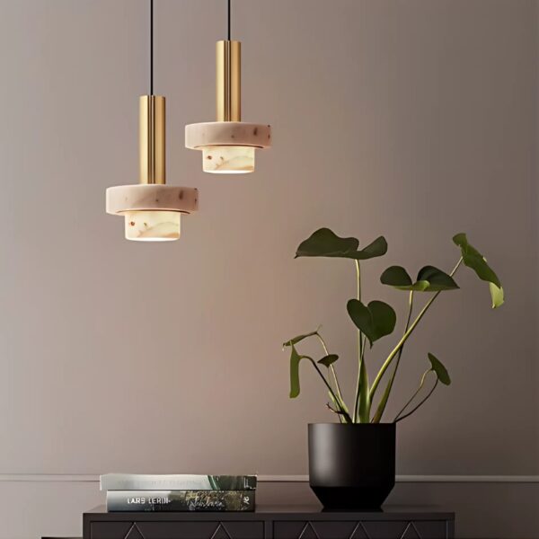 Suspension LED en Marbre Naturel d'Inspiration Nordique
