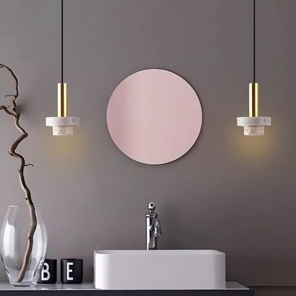 Suspension LED en Marbre Naturel d'Inspiration Nordique