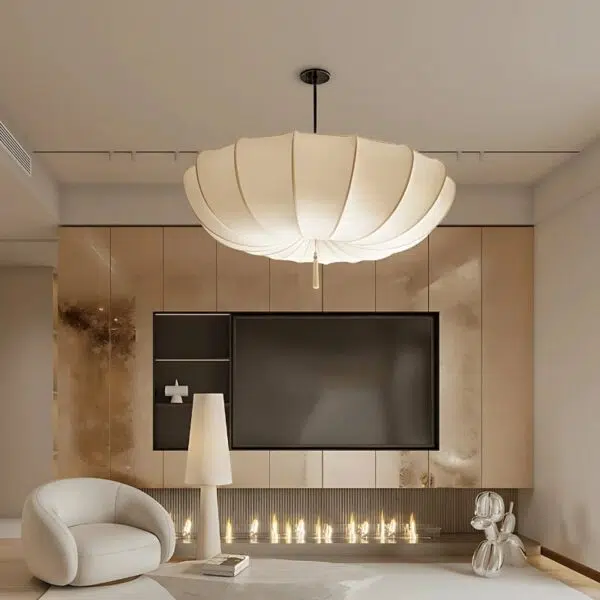 Suspension luminaire en textile inspiration nordique épurée