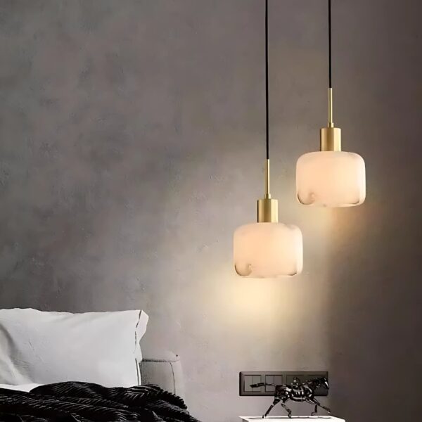 Suspension luminaire LED marbre nordique