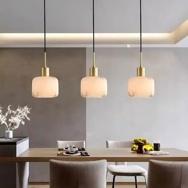 Suspension luminaire LED marbre nordique