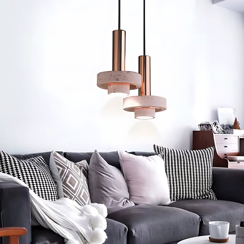 Suspension Luminaire LED Minimaliste en Finition Rose Doré