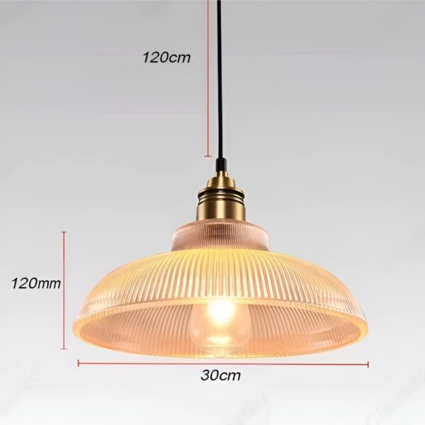 Suspension lumineuse en verre texturé