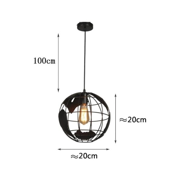 Suspension Globe Céleste en Métal Noir Style Atelier