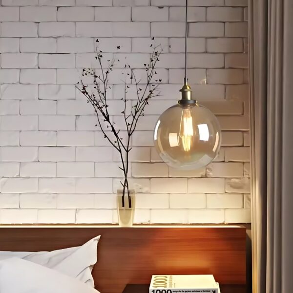 Suspension luminaire sphérique en verre au design rétro